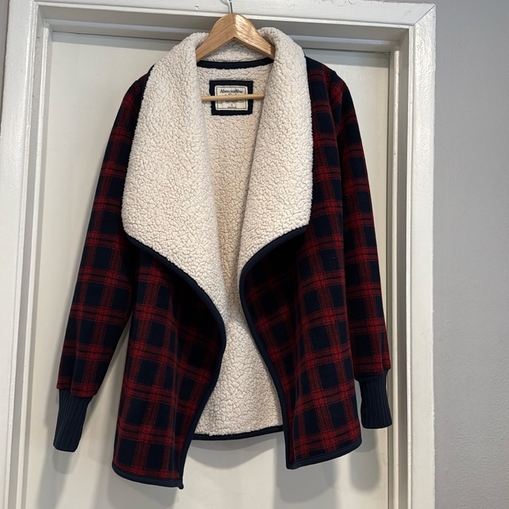 Abercrombie & Fitch Sherpa lined Stadium Sweater Cardigan